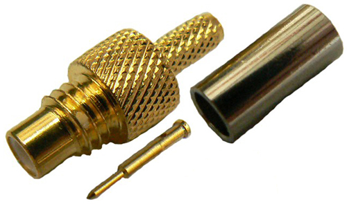 SMC reverse gender female crimp connector for RG174A/U cable and RG316 coaxial cable, DC-10 GHz, 50 Ohms – gold plated